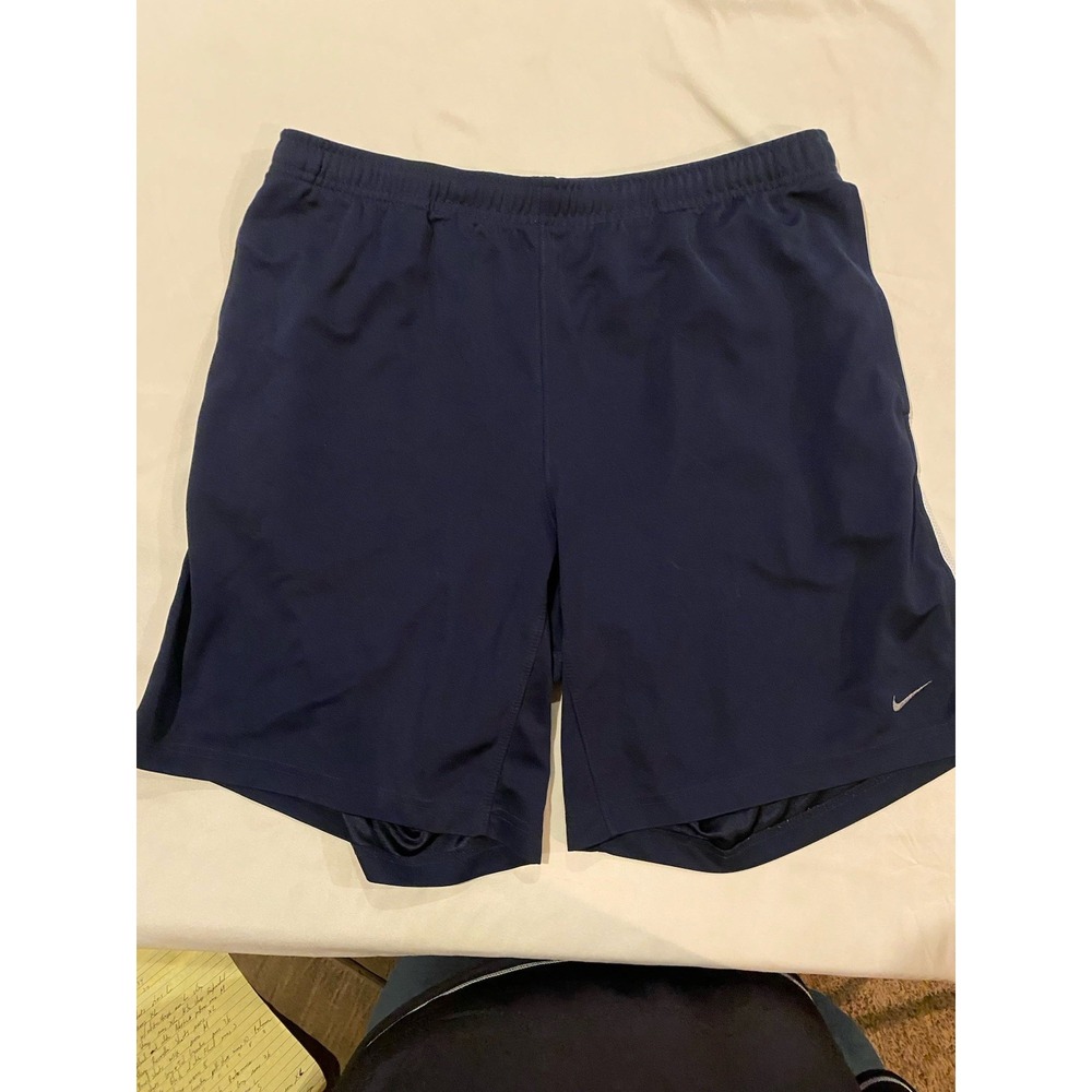 VTG Y2K‎ Nike Performance Shorts Men's L Navy Mesh Lined Swoosh Athletic Gym